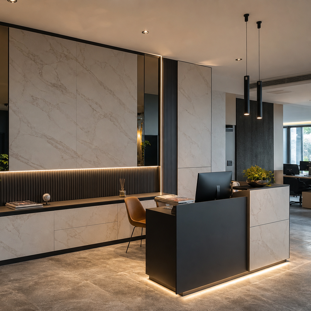 Parete ufficio con boiserie Marmo Specchio 3