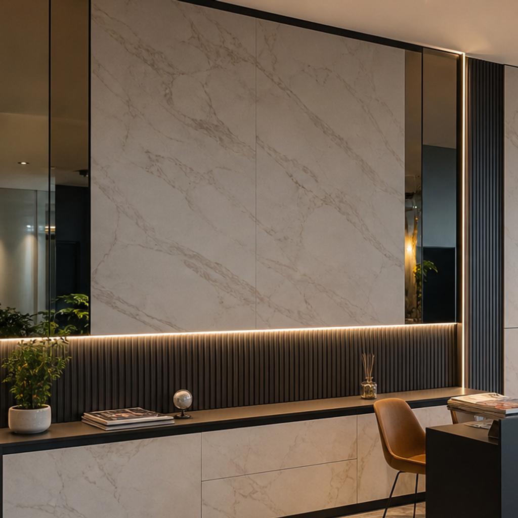 Parete ufficio con boiserie Marmo Specchio 4