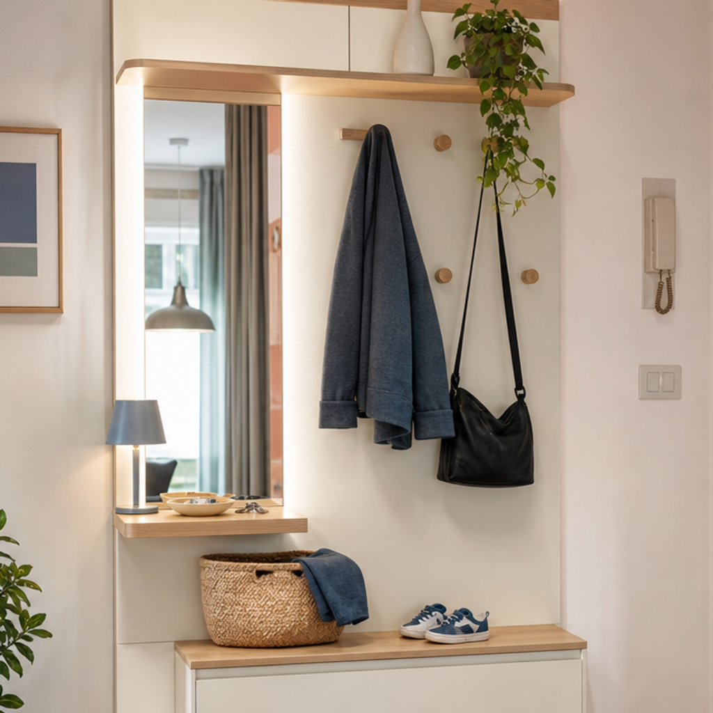 Parete ingresso compatta Bianco Rovere 4