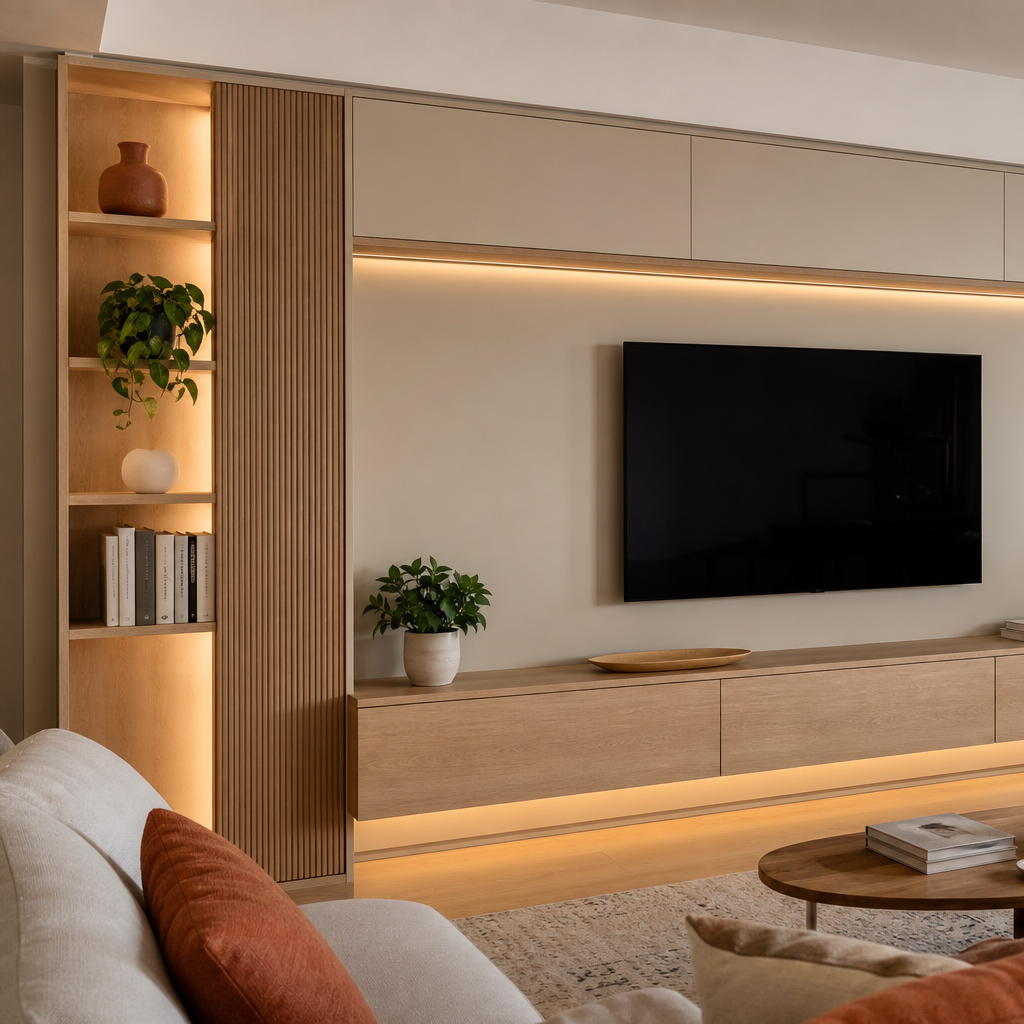 Parete TV full wall premium Rovere Sabbia 2