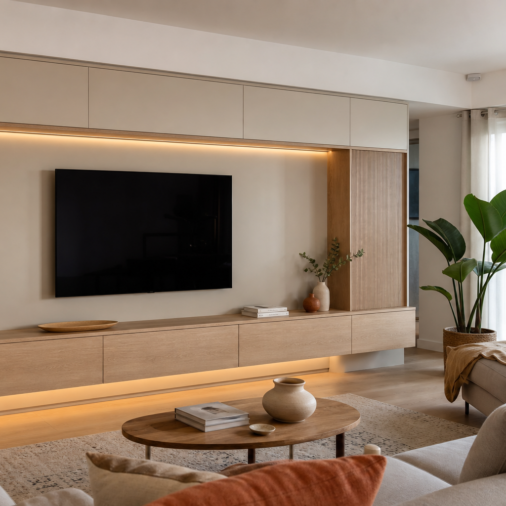 Parete TV full wall premium Rovere Sabbia 3
