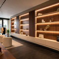 Parete showroom con LED Noce LED 1