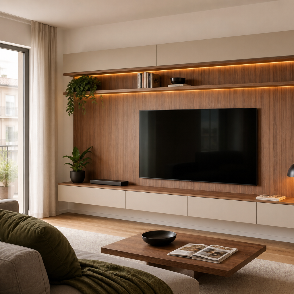 Parete TV full wall premium Noce Canapa 2