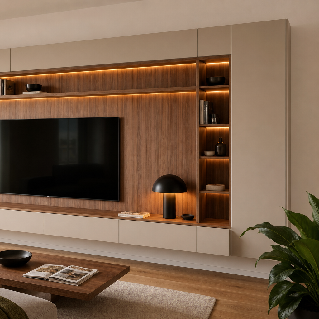Parete TV full wall premium Noce Canapa 3