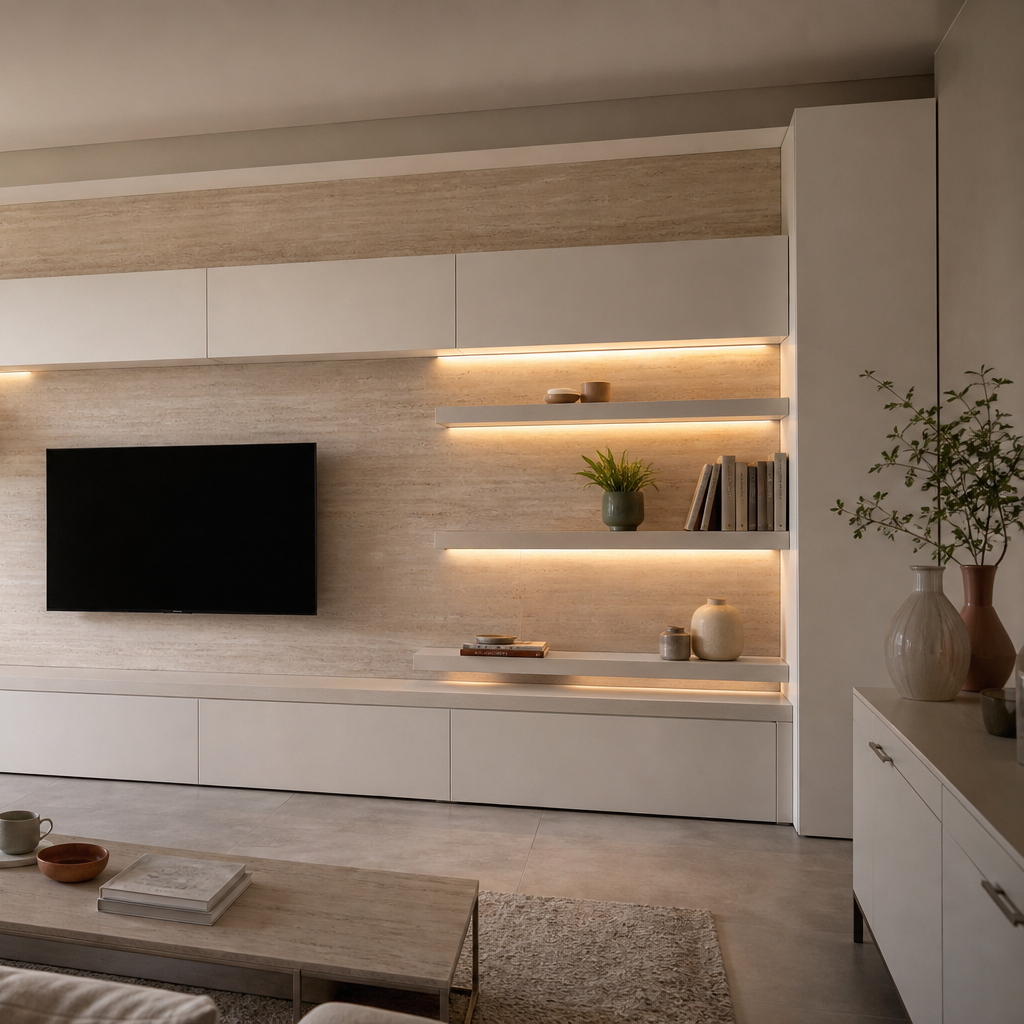Parete soggiorno full wall Travertino Chiaro 3
