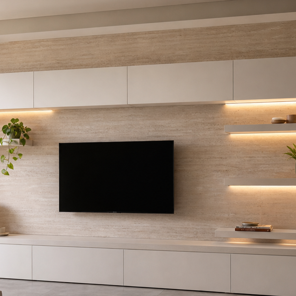 Parete soggiorno full wall Travertino Chiaro 4