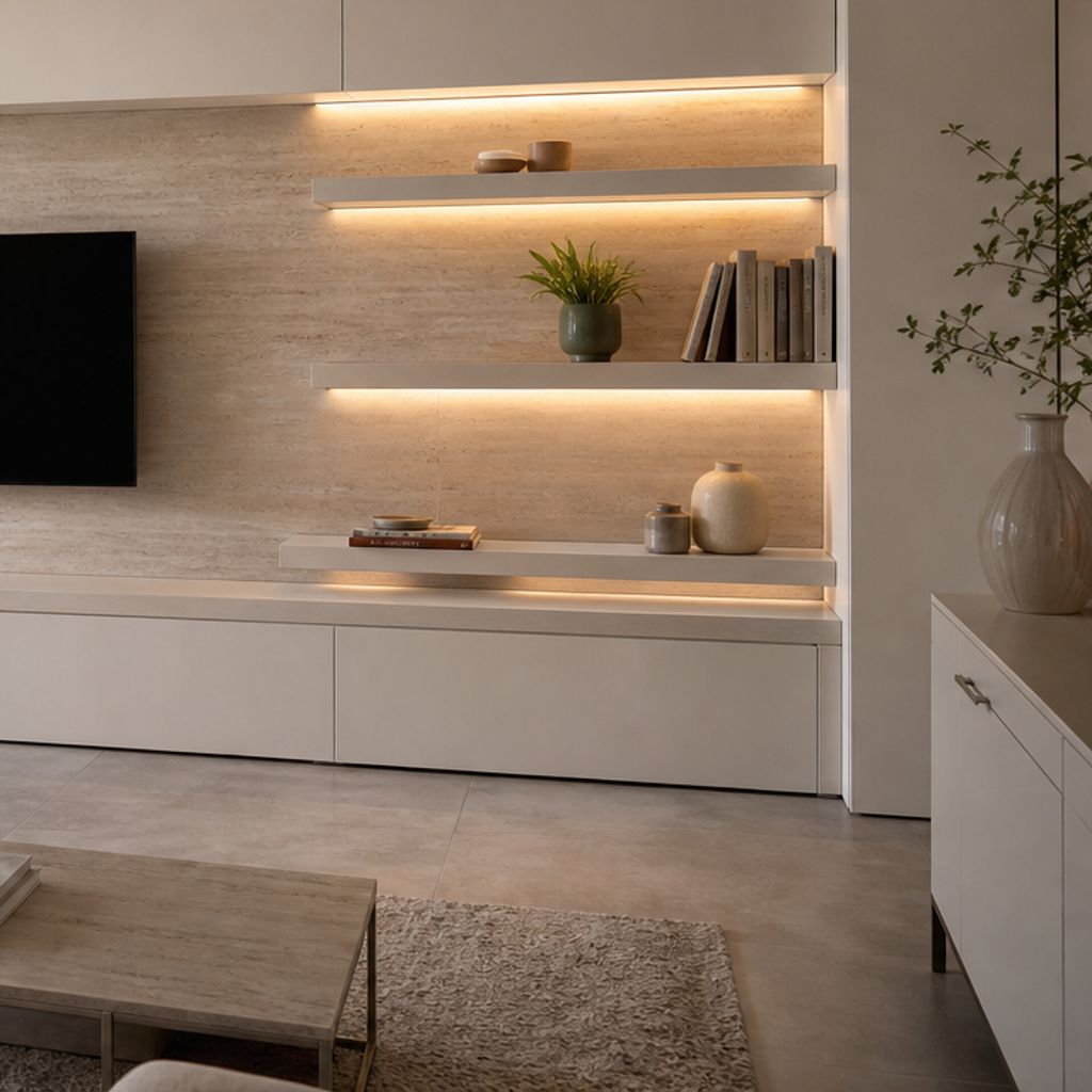 Parete soggiorno full wall Travertino Chiaro 5