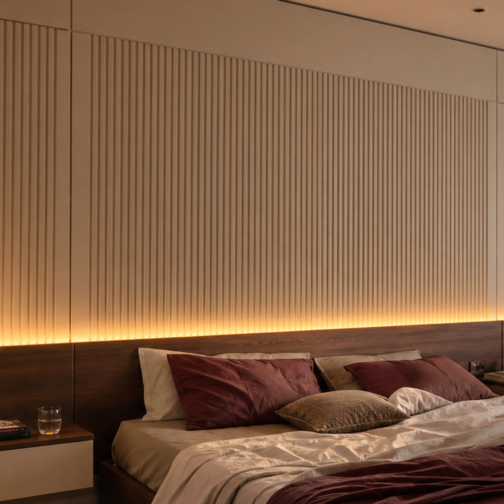 Parete camera hotel style Canapa Noce 4