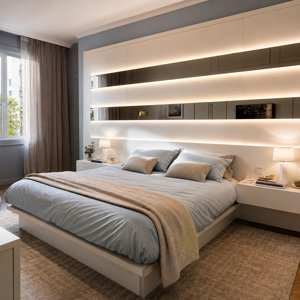 Parete camera hotel style Bianco Specchio 1