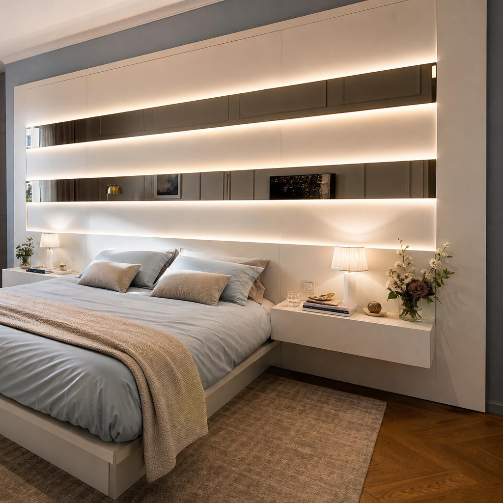 Parete camera hotel style Bianco Specchio 3
