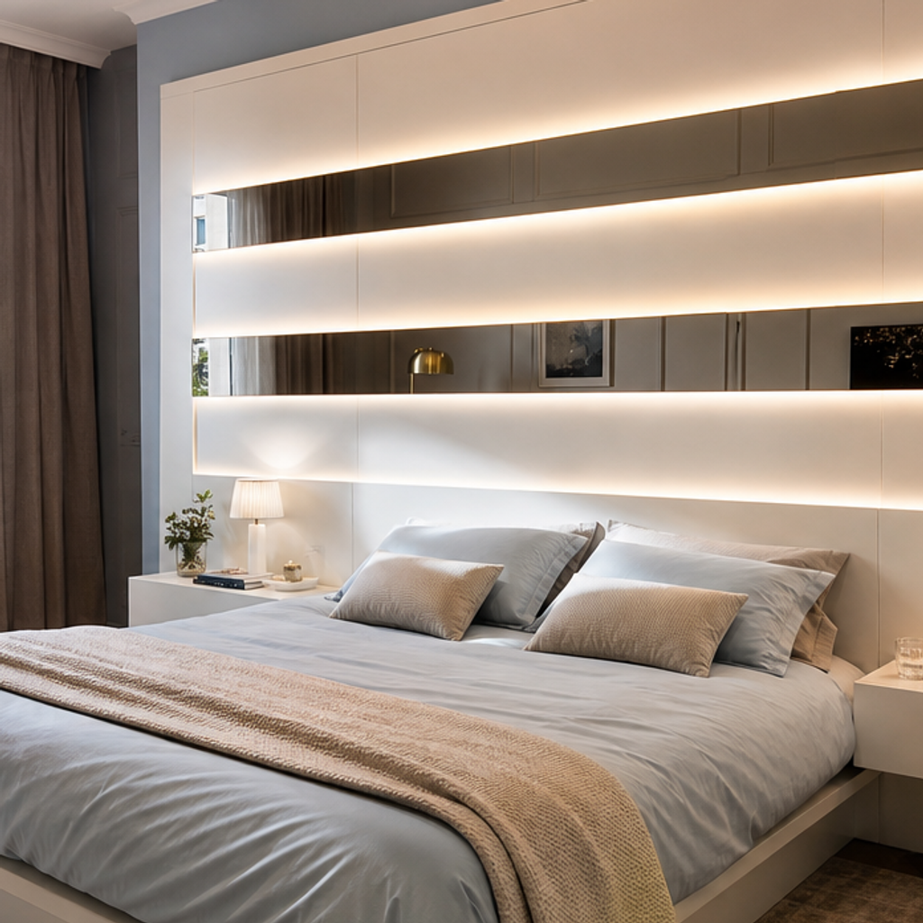 Parete camera hotel style Bianco Specchio 4