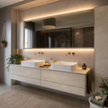 Parete bagno doppio lavabo HPL Chiaro 1