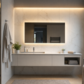 Parete bagno moderna chiara Marmo Specchio 1