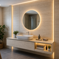 Parete bagno moderna chiara Travertino LED 1