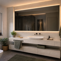 Parete bagno con specchio fume HPL Chiaro 1
