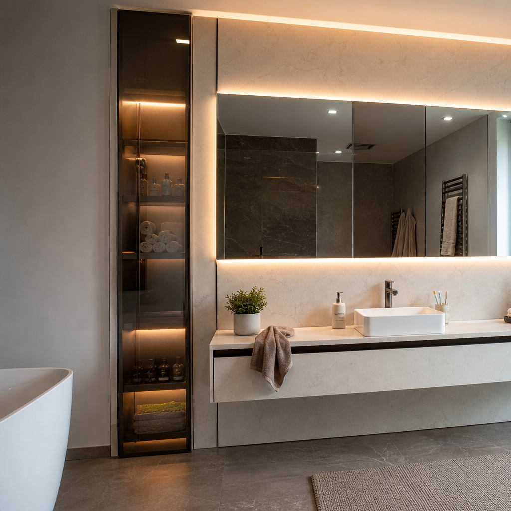 Parete bagno full height Marmo Specchio 2