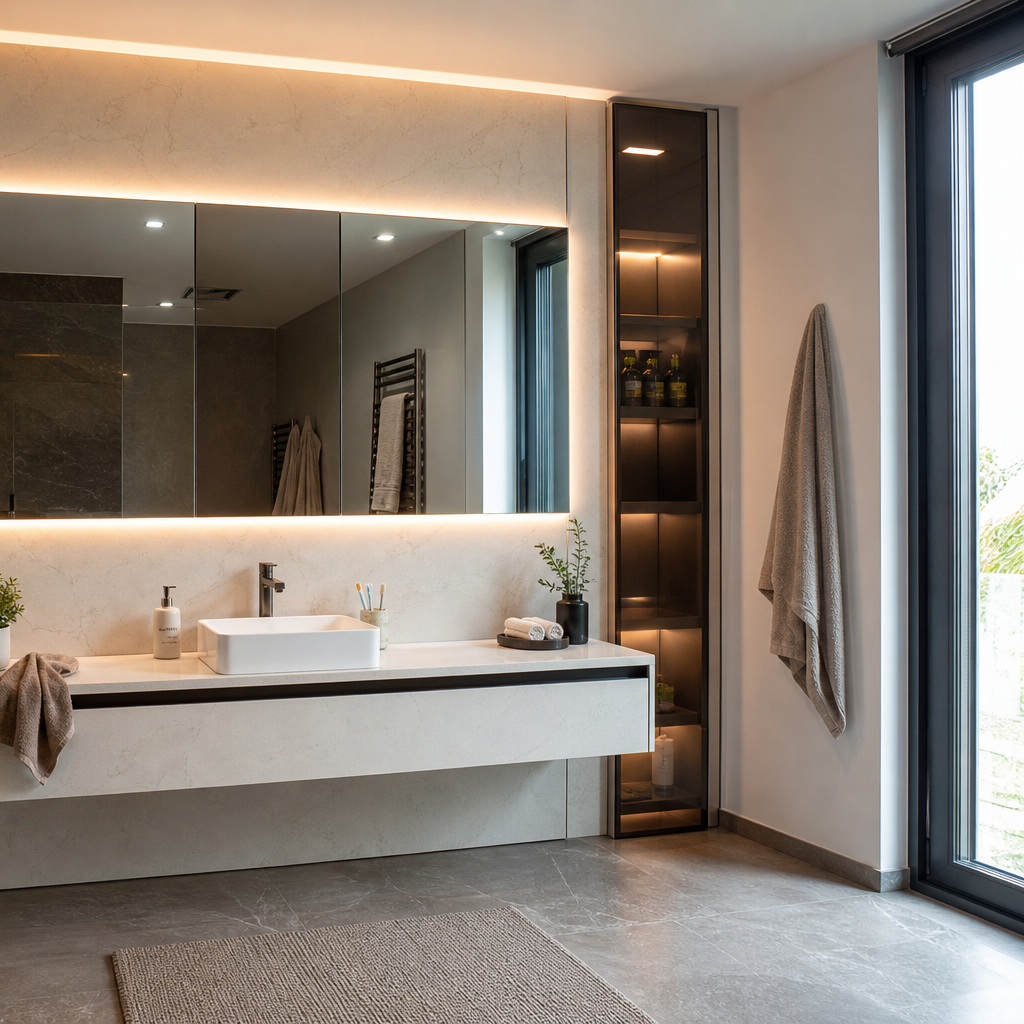 Parete bagno full height Marmo Specchio 3