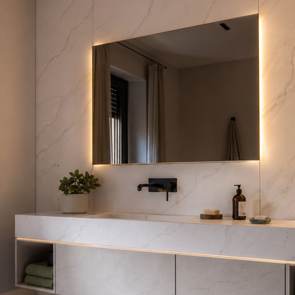 Parete bagno full height HPL Chiaro 4