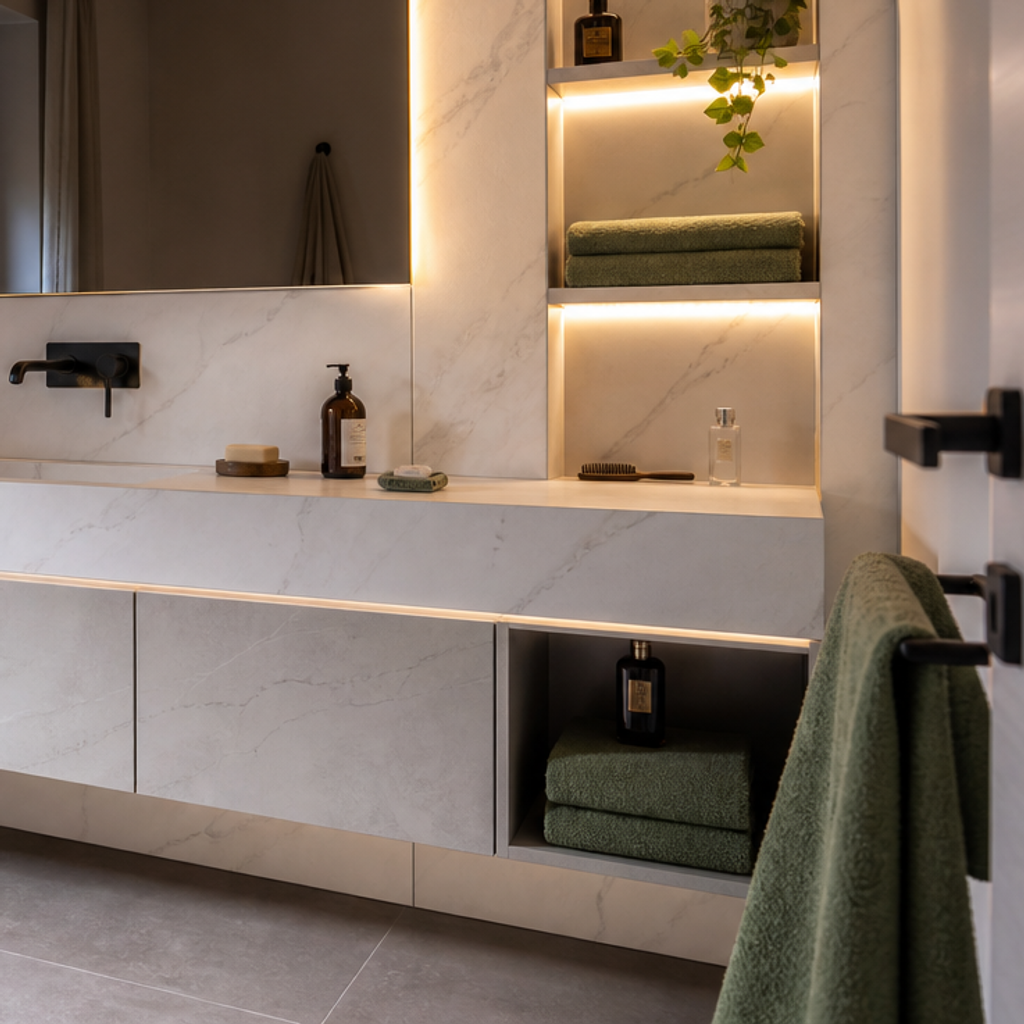 Parete bagno full height HPL Chiaro 5