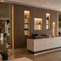 Parete boutique effetto legno Marmo Specchio 1
