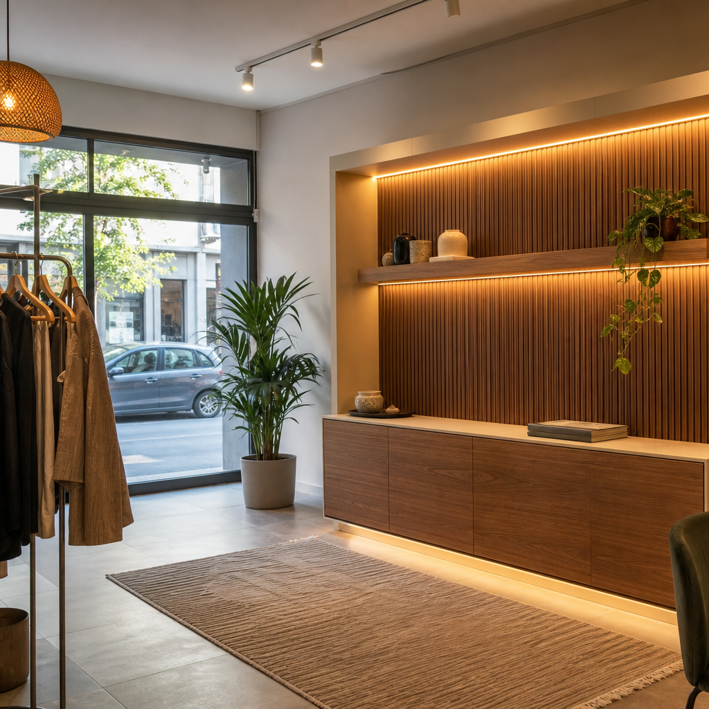 Parete commerciale compatta Noce LED 2
