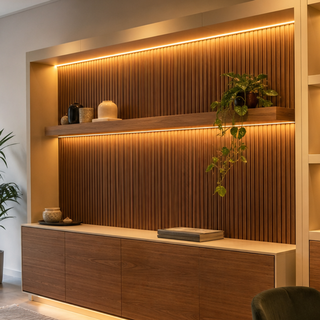 Parete commerciale compatta Noce LED 4
