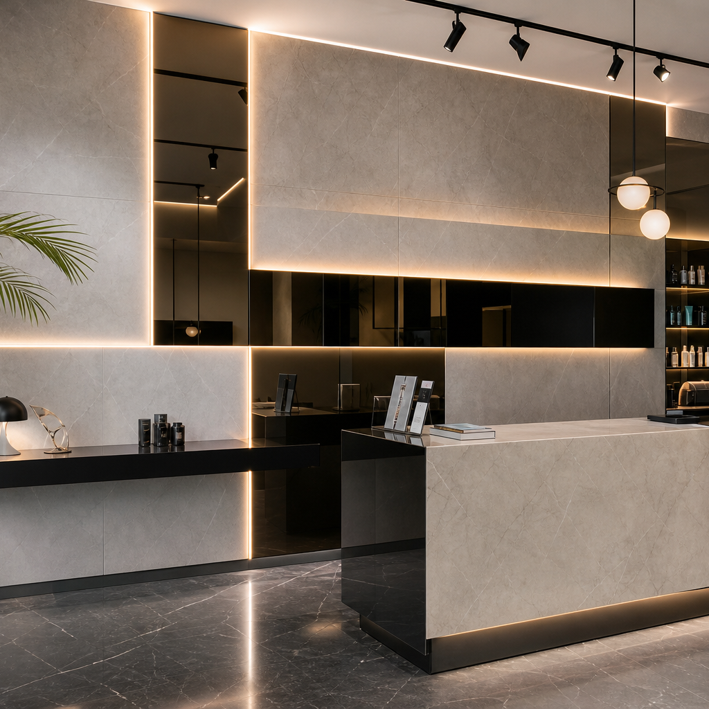 Parete commerciale full wall Marmo Specchio 1