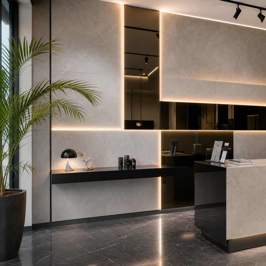 Parete commerciale full wall Marmo Specchio 2