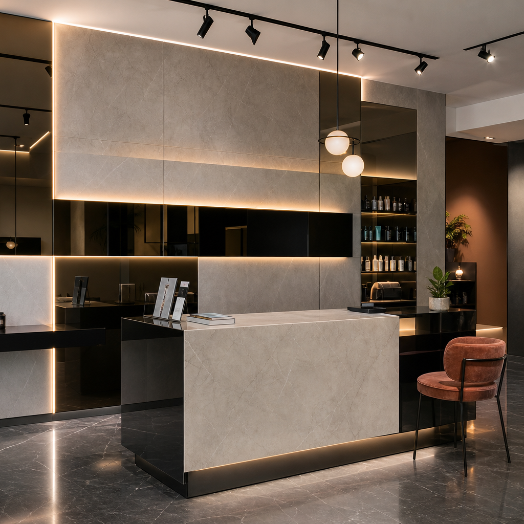 Parete commerciale full wall Marmo Specchio 3