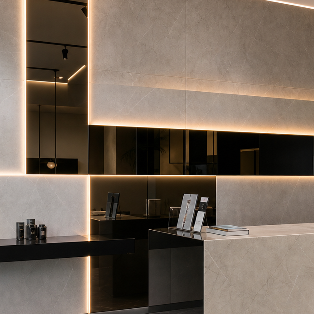Parete commerciale full wall Marmo Specchio 4