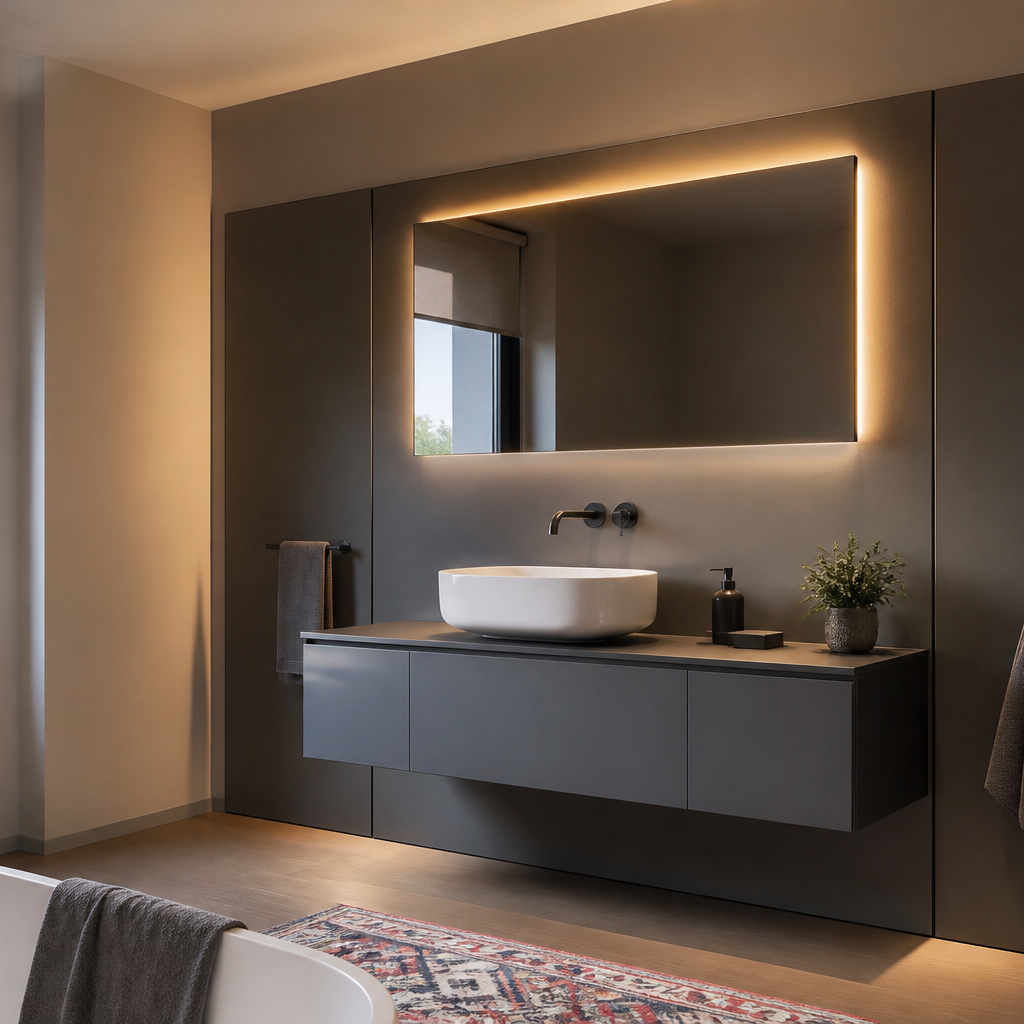 Parete Bagno minimal moderno Specchio Profilo 1