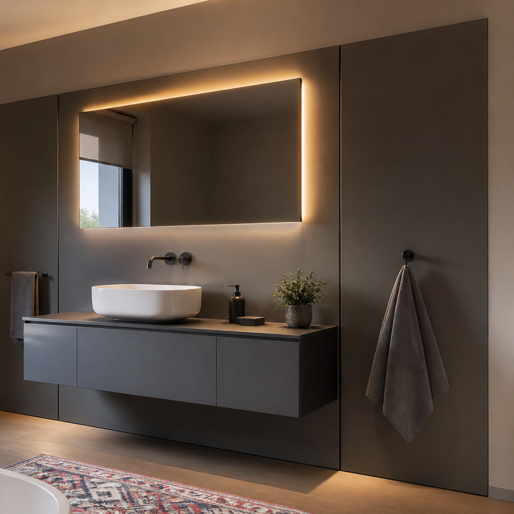 Parete Bagno minimal moderno Specchio Profilo 3