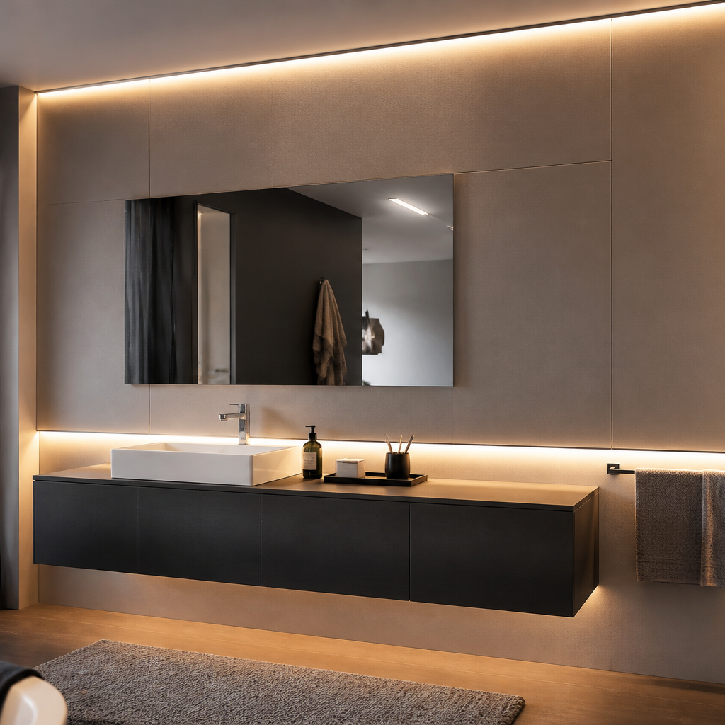 Parete Bagno minimal moderno Specchio Naturale 1