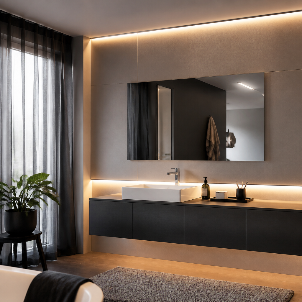Parete Bagno minimal moderno Specchio Naturale 2