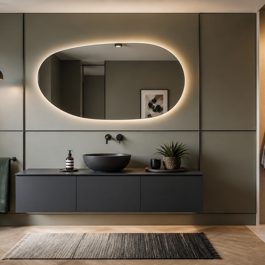 Parete Bagno minimal moderno Specchio Forma 1