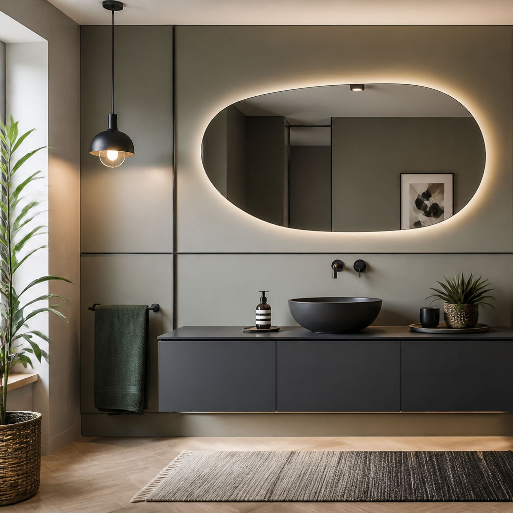 Parete Bagno minimal moderno Specchio Forma 2