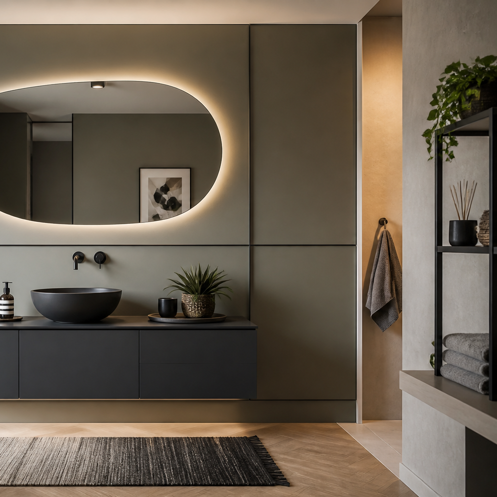 Parete Bagno minimal moderno Specchio Forma 3