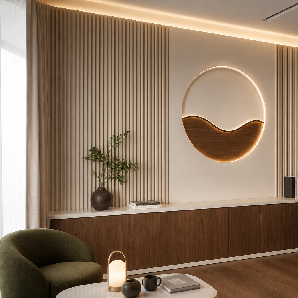 Parete con logo Noce Atelier 2