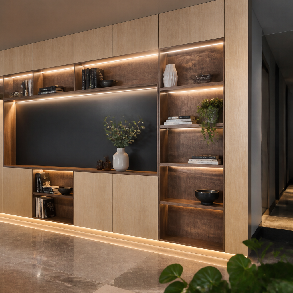 Parete Showroom e boutique Noce Materia 3