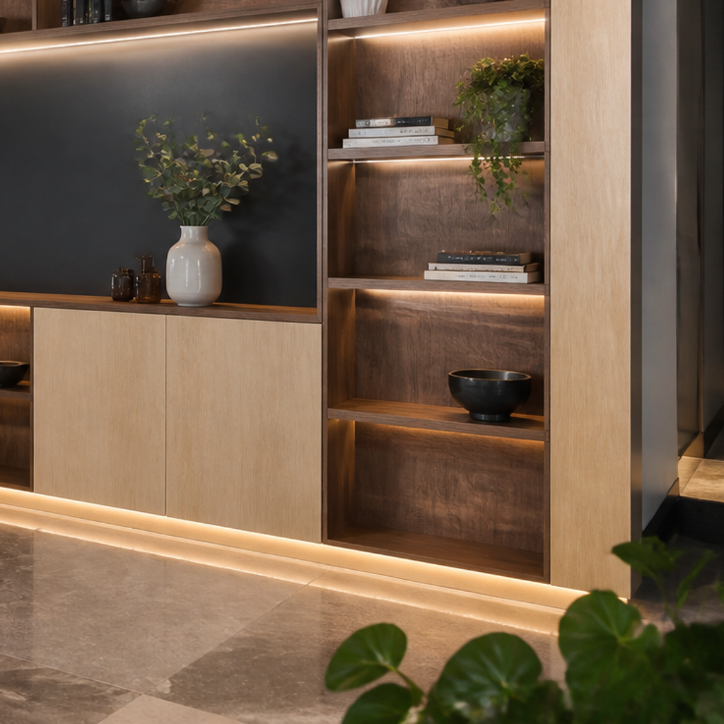 Parete Showroom e boutique Noce Materia 5