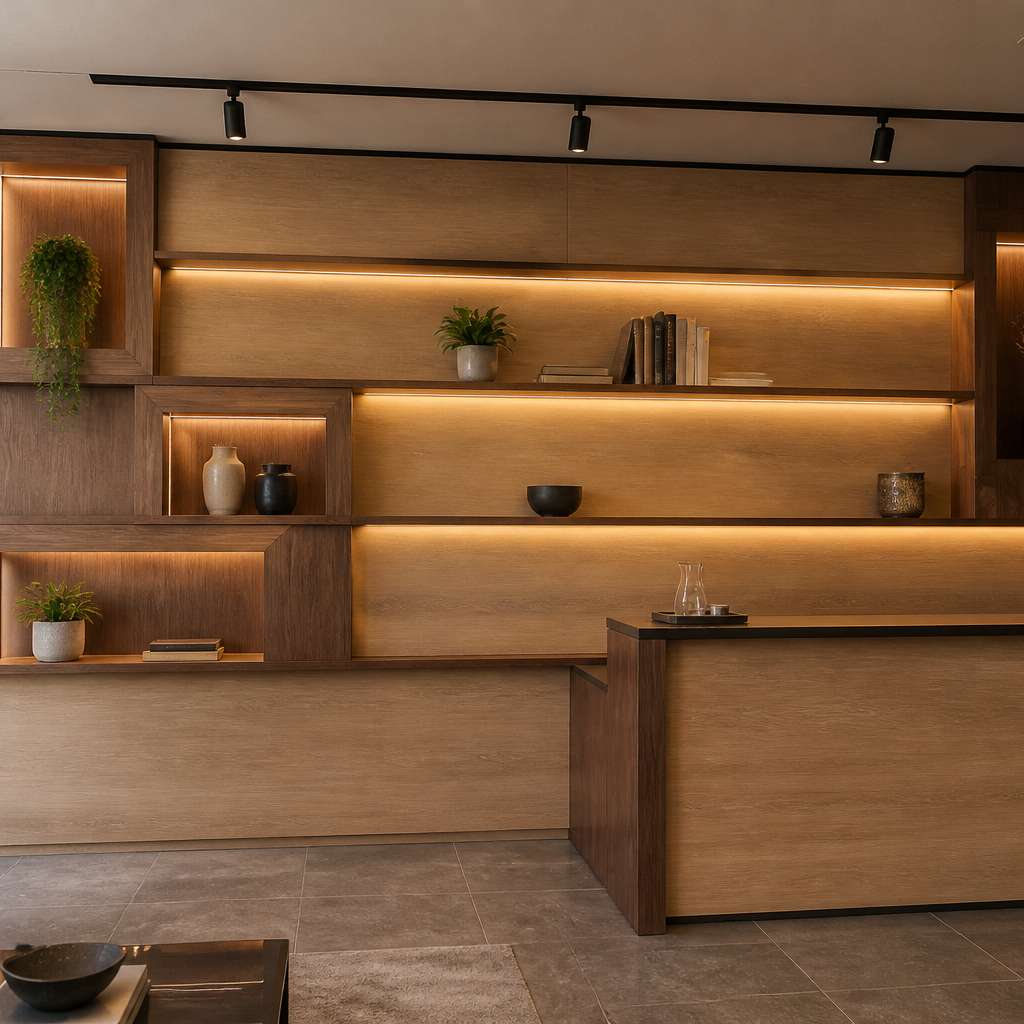 Parete Showroom e boutique Noce Profilo 1