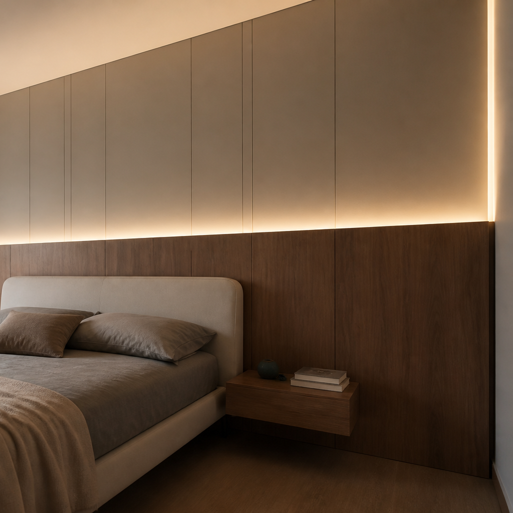 Boiserie dietro letto Noce Calma 3
