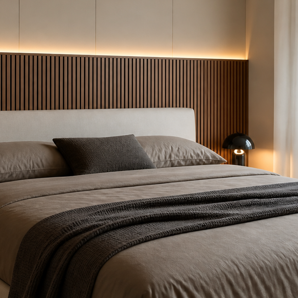 Boiserie dietro letto Noce Ritmo 5