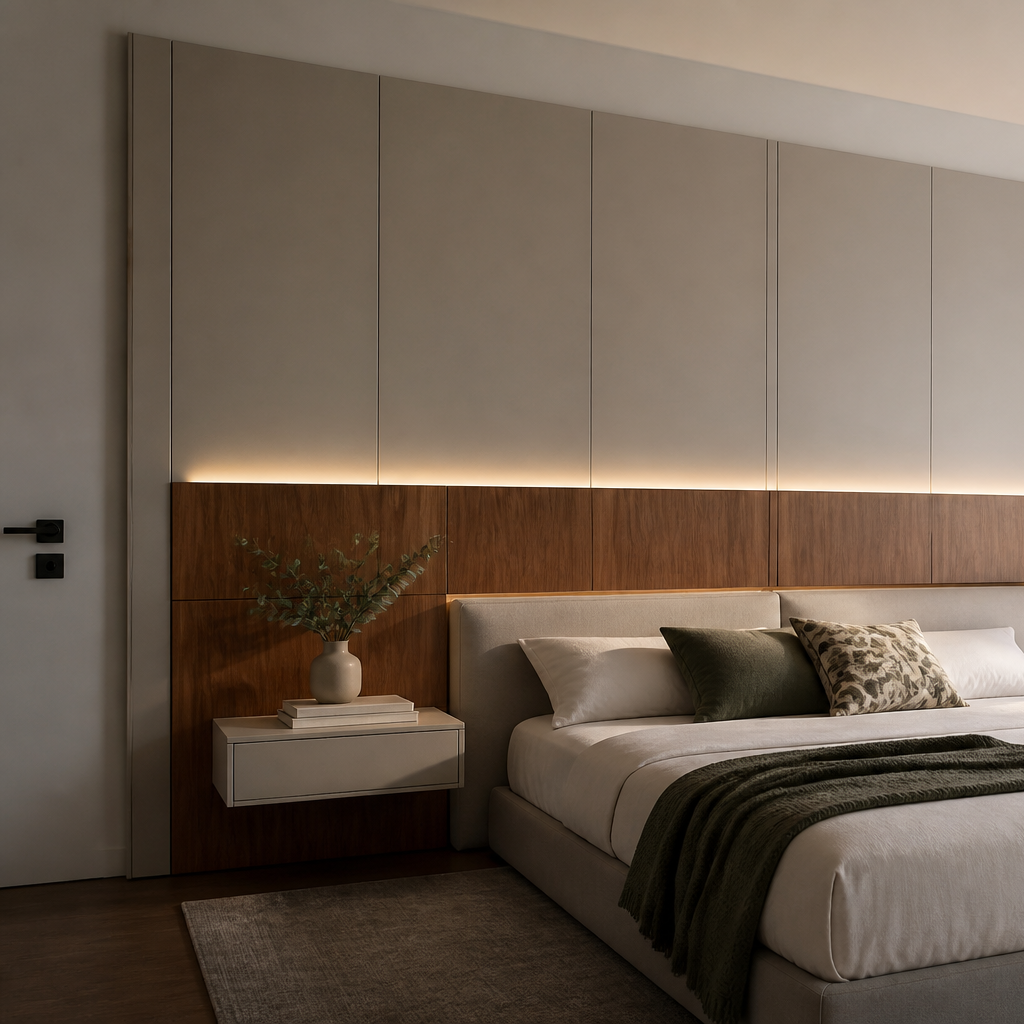 Boiserie dietro letto Noce Aria 2