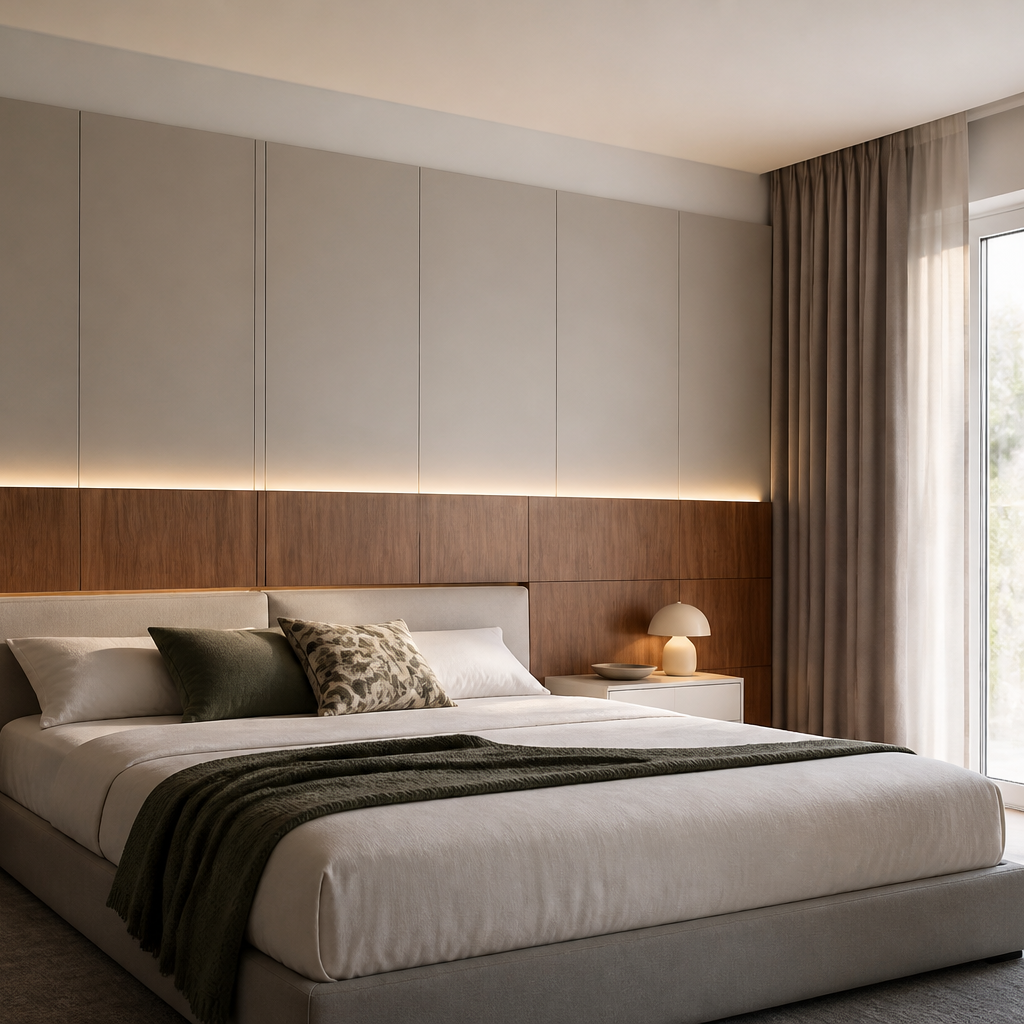 Boiserie dietro letto Noce Aria 3