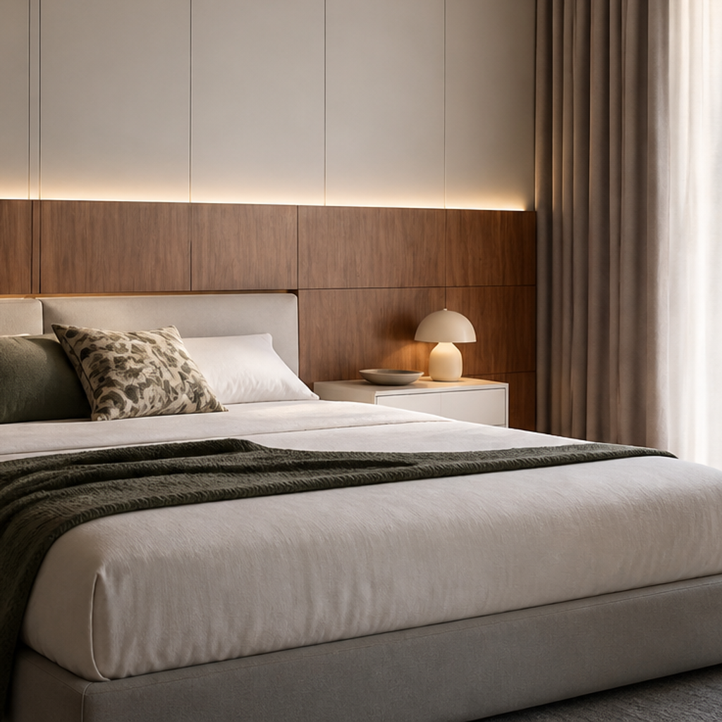 Boiserie dietro letto Noce Aria 5