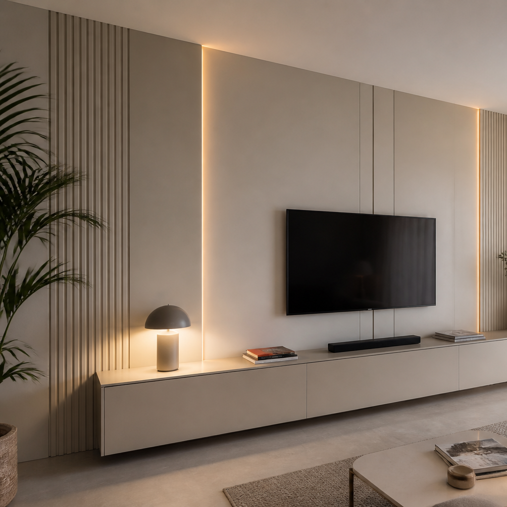 Boiserie con LED Canapa Materia 2
