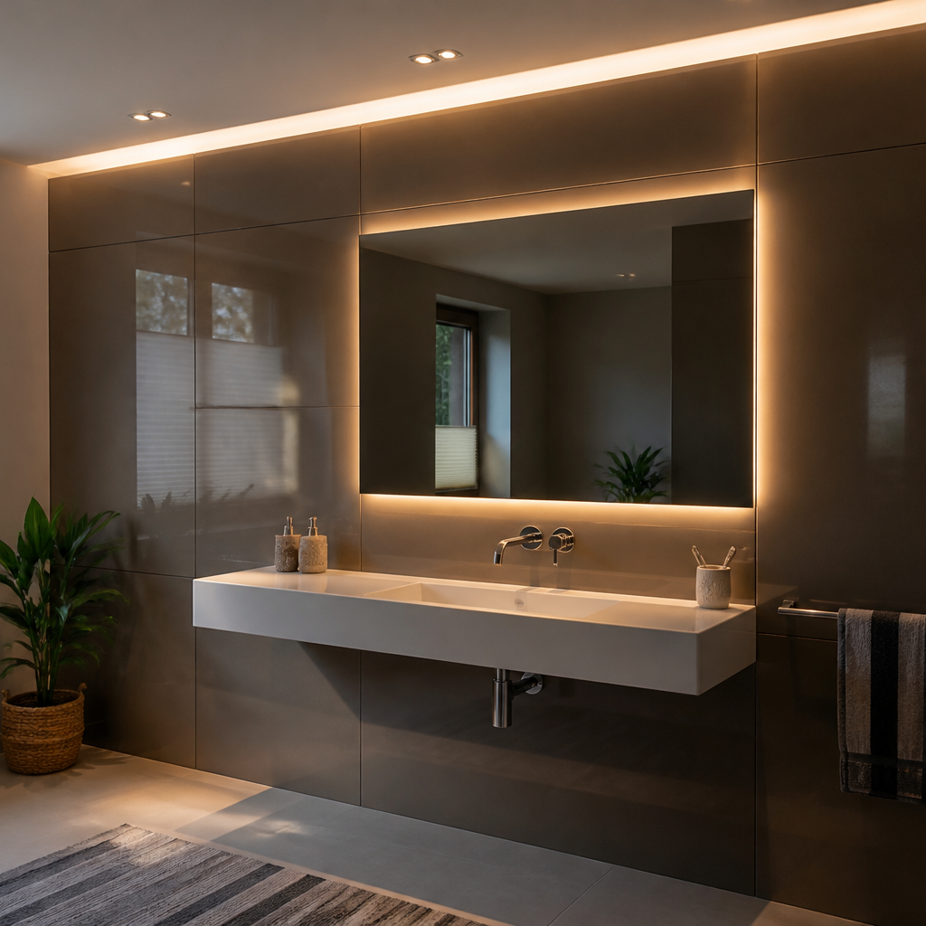 Parete Specchio con LED Naturale 1