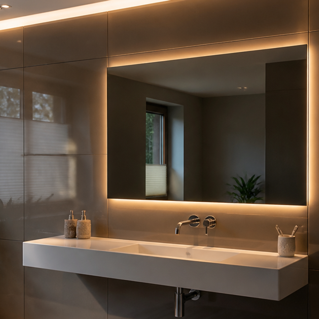 Parete Specchio con LED Naturale 4