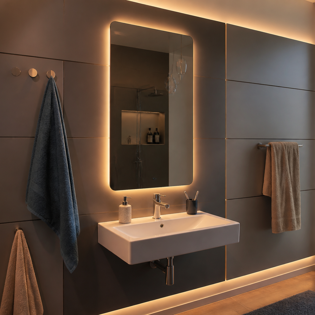 Parete Specchio con LED Forma 1